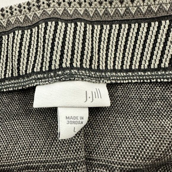 J Jill Knit Midi Skirt Size L Gray Black Stripe Pull On Side Slit Pencil Stretch - Picture 6 of 10